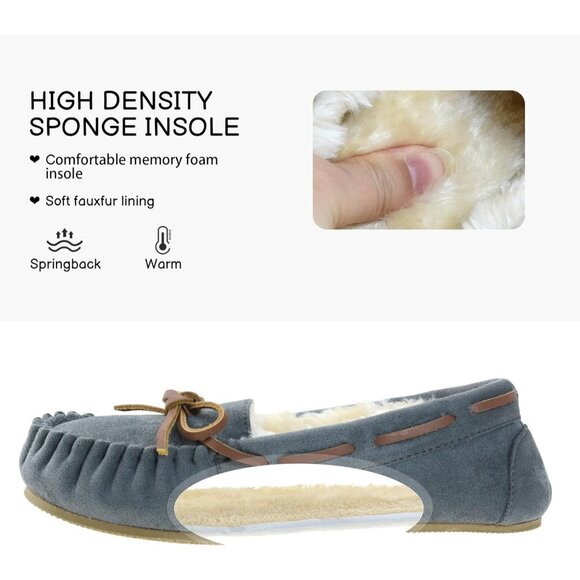 Women's Micro Suede Gray Faux Fur Cozy Indoor Outdoor House Slippers Boot Shoes - Picture 4 of 6